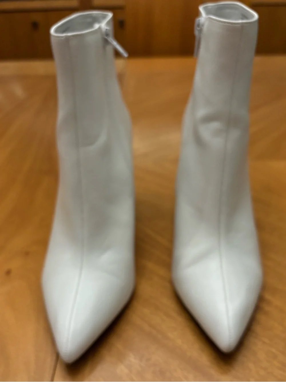 Betsey Johnson Kassie White Pointed Toe Ankle Boots Embellished Heel Size 8